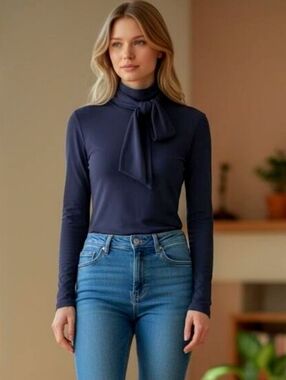 NWT OGL Navy Scarf Top